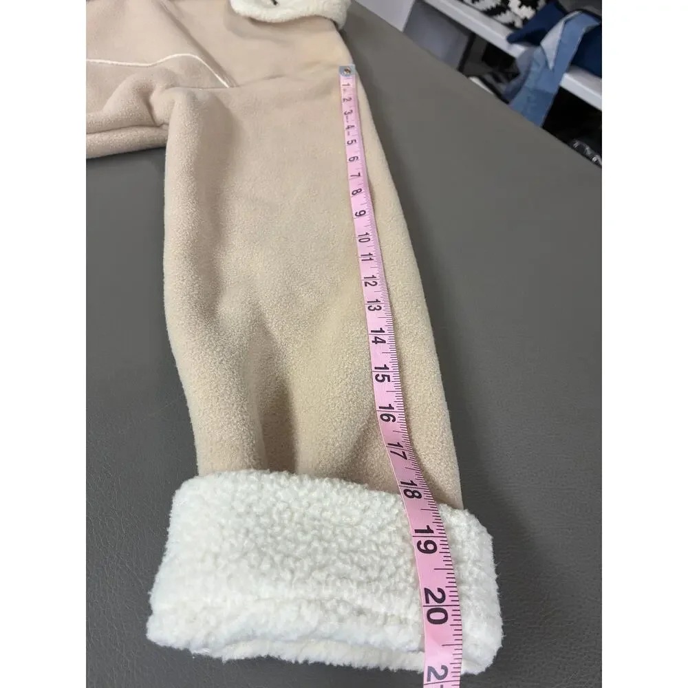 Effeci Collection Sherpa Fleece Jacket Beige Button Front Cozy Winter Coat